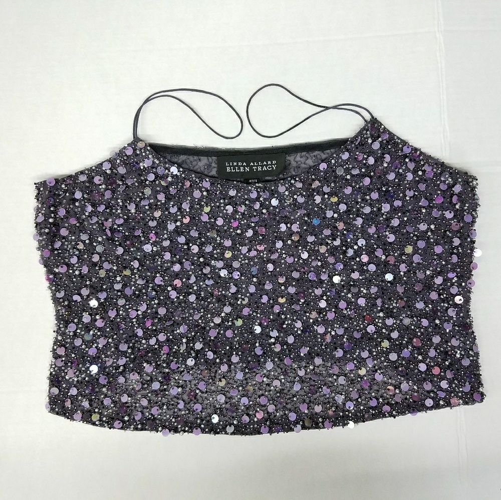 Linda Allard Ellen Tracy Beaded Sequined Top